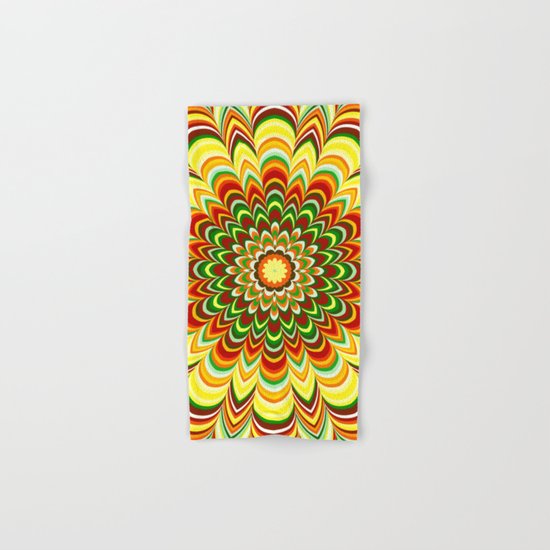 Colorful flower striped mandala Hand & Bath Towel