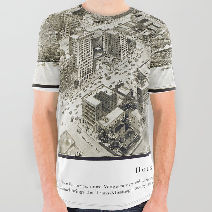 Houston-Texas-United States-1912 vintage pictorial map All Over Graphic Tee