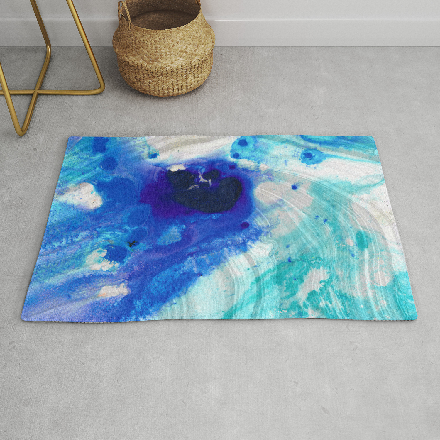 Modern Abstract Art Blue Marble By Sharon Cummings Rug By