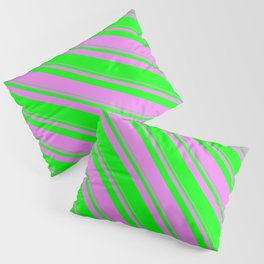 [ Thumbnail: Violet and Lime Colored Stripes Pattern Pillow Sham ]