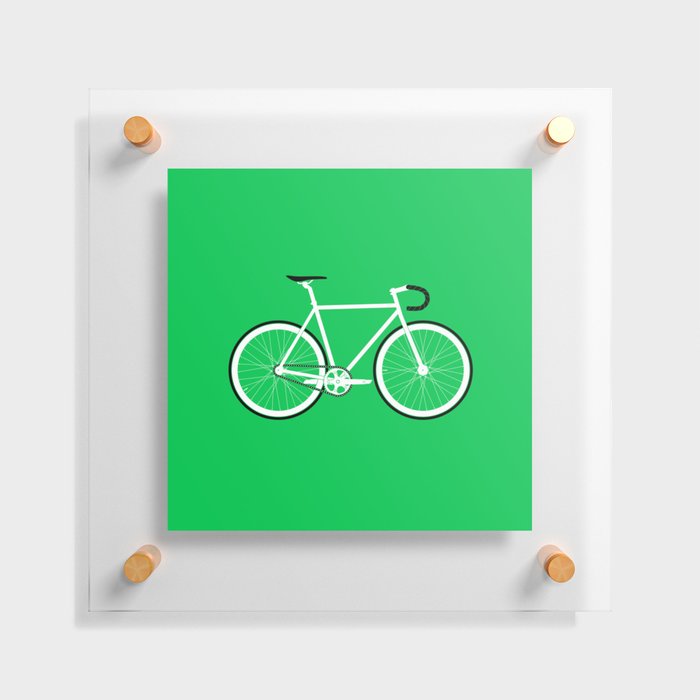 Green Fixed Gear Road Bike Floating Acrylic Print