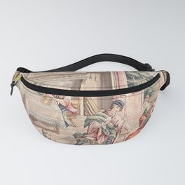 Antique Rococo Scenic French Tapestry Fanny Pack