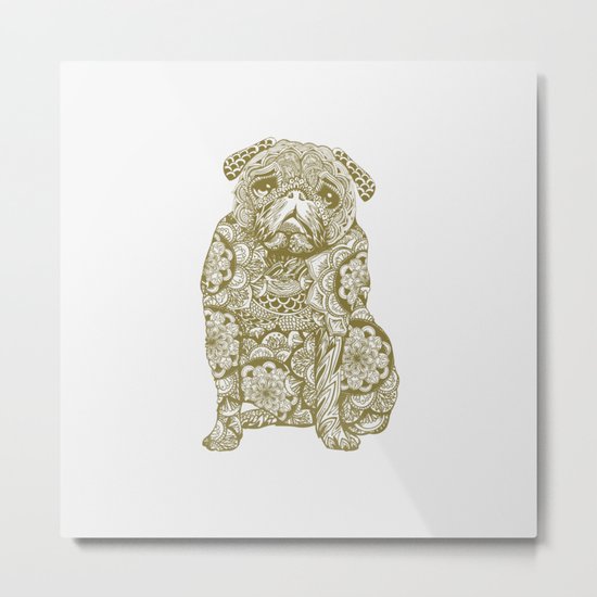 Mandala Pug Metal Print