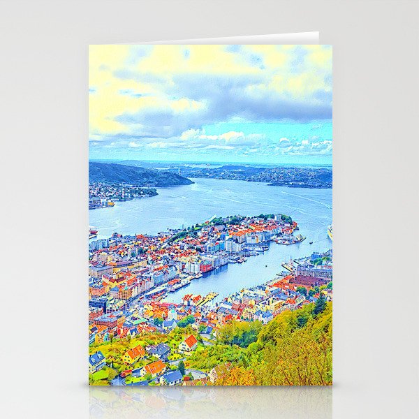 Calm Nordic Lakeview of Bergen, Norway Scandinavia Stationery Cards