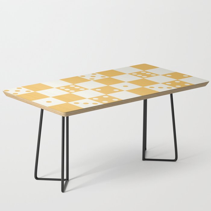 Checkered Dice Pattern (Creamy Milk & Banana Yellow Color Palette) Coffee Table