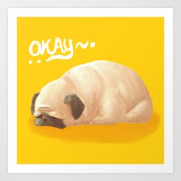 Pug of the day - Okay ~ Art Print | Funny, Animal, Painting, Graphic Design 