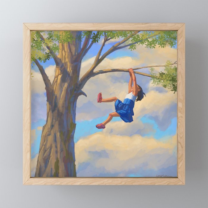 Tree Climbing Girl Framed Mini Art Print