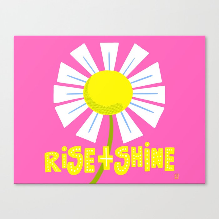 Rise And Shine Retro Modern Daisy Flower Hot Pink Canvas Print