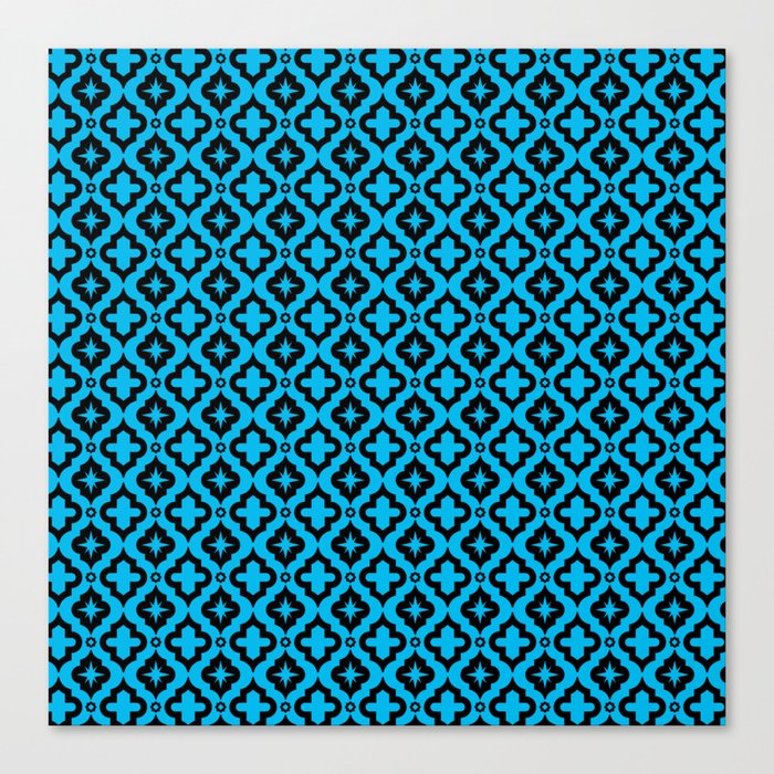 Turquoise and Black Ornamental Arabic Pattern Canvas Print