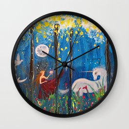 Kairos Wall Clock | Choices, Painting, Woman, Forest, Acrylic, Doves, Pouring, Fantasy, Queen, Unicorn 