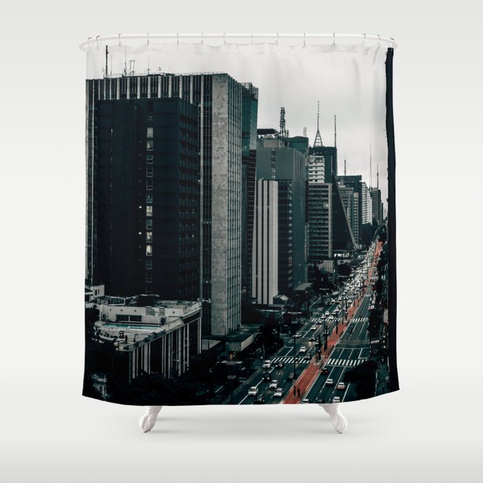 Brazil Photography - Busy Street In Down Town Sao Paulo Shower Curtain