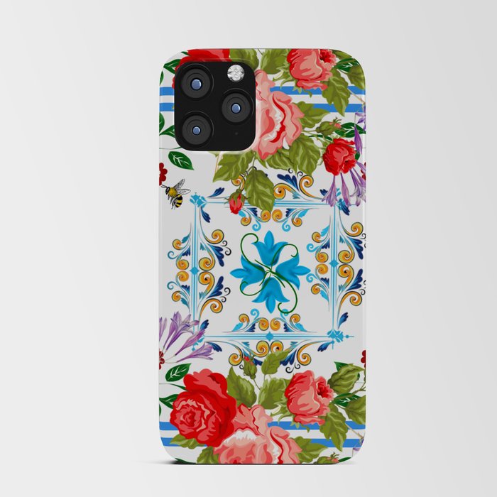 Italian,Sicilian art,majolica,tiles,Flowers iPhone Card Case