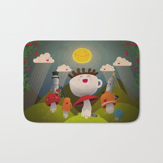 Jolly Coffeesburg (Soy, venti, vanilla latte, sugar-free) Bath Mat