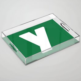 y (White & Olive Letter) Acrylic Tray