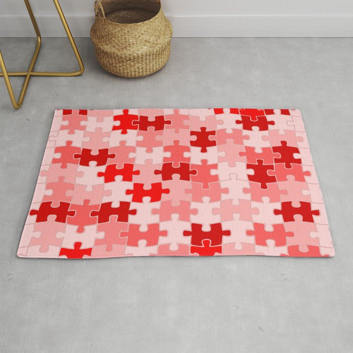 Pink Jigsaw Puzzle Rug