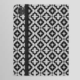 Light Grey and Black Ornamental Arabic Pattern iPad Folio Case