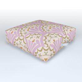Scallop pattern green and pink  Outdoor Floor Cushion