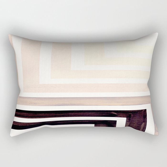 Grey Mid Century Modern Watercolor Colorful Ancient Aztec Art Pattern Minimalist Geometric Pattern Rectangular Pillow