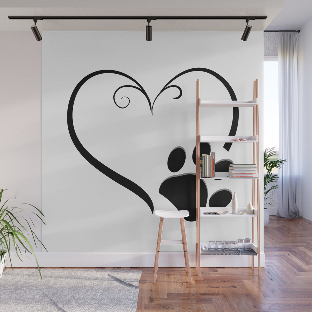 Tattoo Design Paw Prints With Heart Symbol Wall Mural by gulsengunel