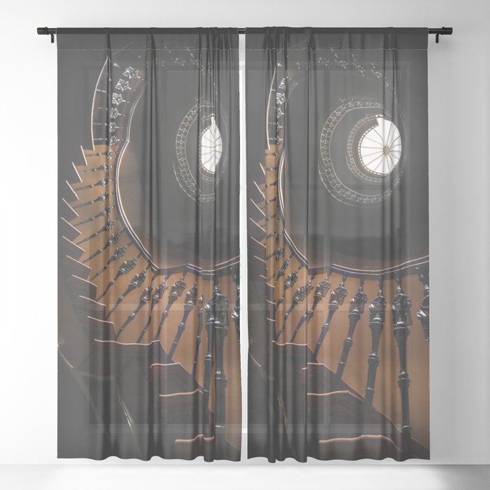Pretty Brown Spiral Staircase Sheer Curtain By Jaroslawblaminsky