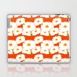 Modern Mini White Peony Flowers On Red Laptop Skin