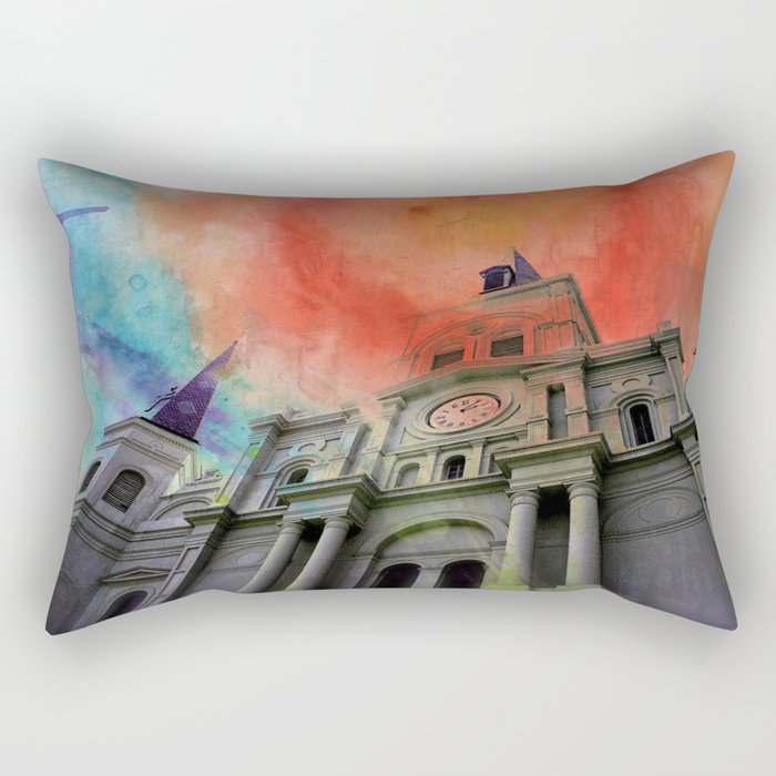 Water Color Cathedral Rectangular Pillow