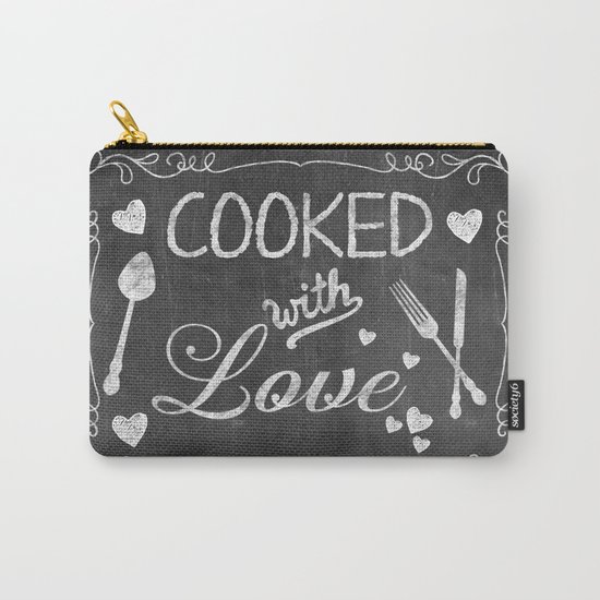 Cooked with Love Retro Chalkboard Sign Carry-All Pouch