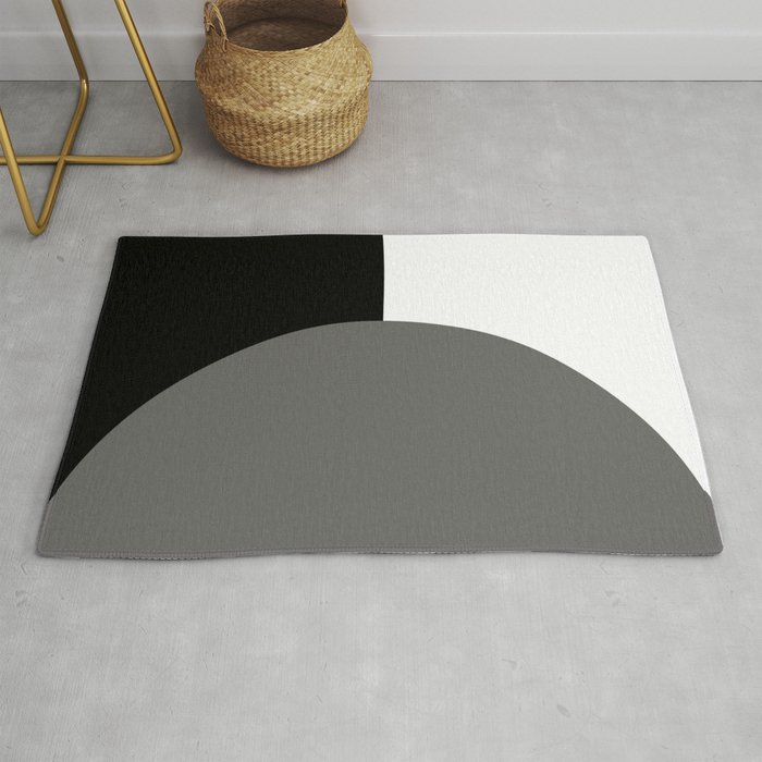 Basic Bold Pantone Pewter and Black and White Rectangles Rug by Pi