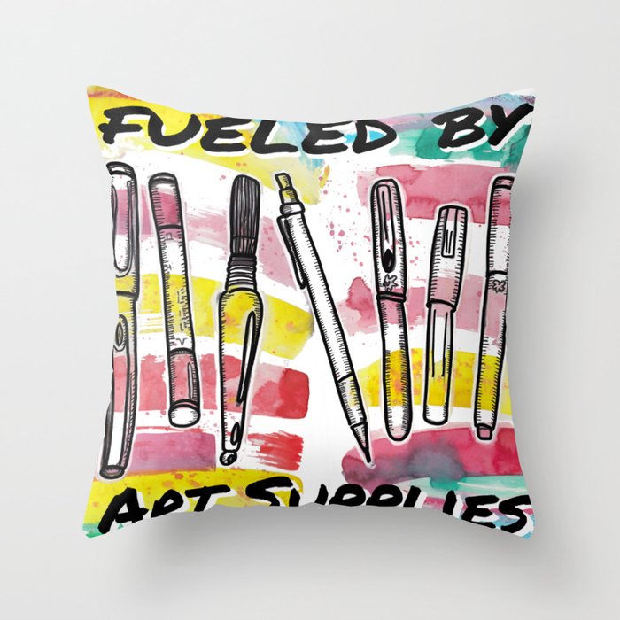 Fueled By Art Supplies Throw Pillow