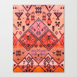 Bohemian Berber Orange Handmade Moroccan Fabric Texture Canvas Print