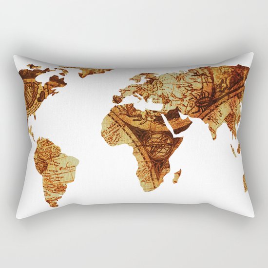 Antique Map of the World Continents Rectangular Pillow