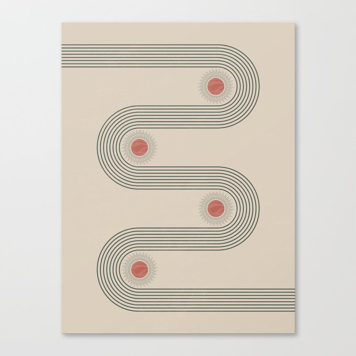 Mid century modern minimalist print with contemporary geometric moon phases Canvas Print