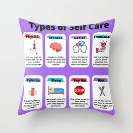 Types of Self Care Throw Pillow