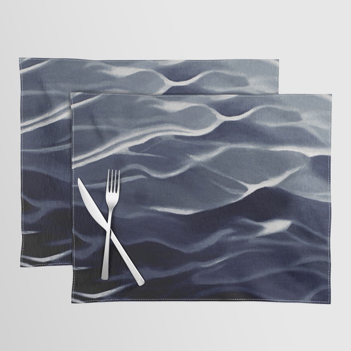 Navy Indigo Blue waves, Ocean Placemat