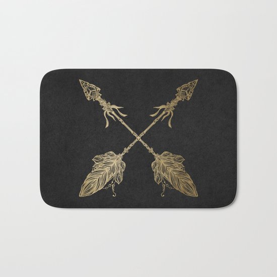 Gold Arrows on Black Bath Mat