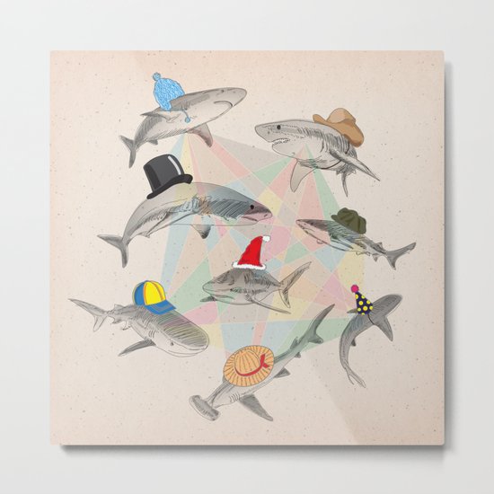Hats On Metal Print