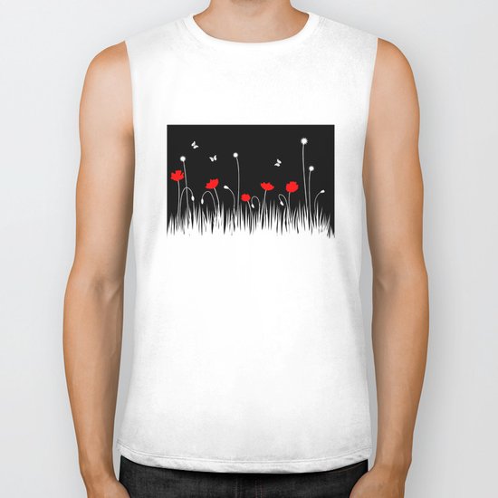 Red poppies Biker Tank