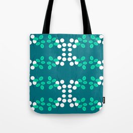 Green & White Leaves on Green Tote Bag