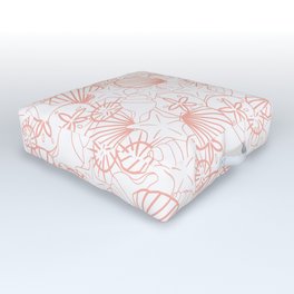 Coral Pink Seashells on white Outdoor Floor Cushion