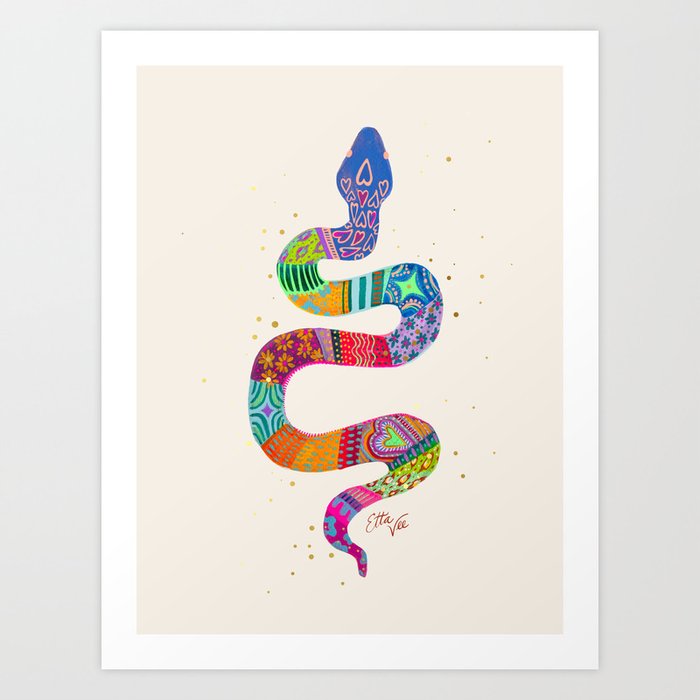 EttaVee Snake Multi-color Art Print