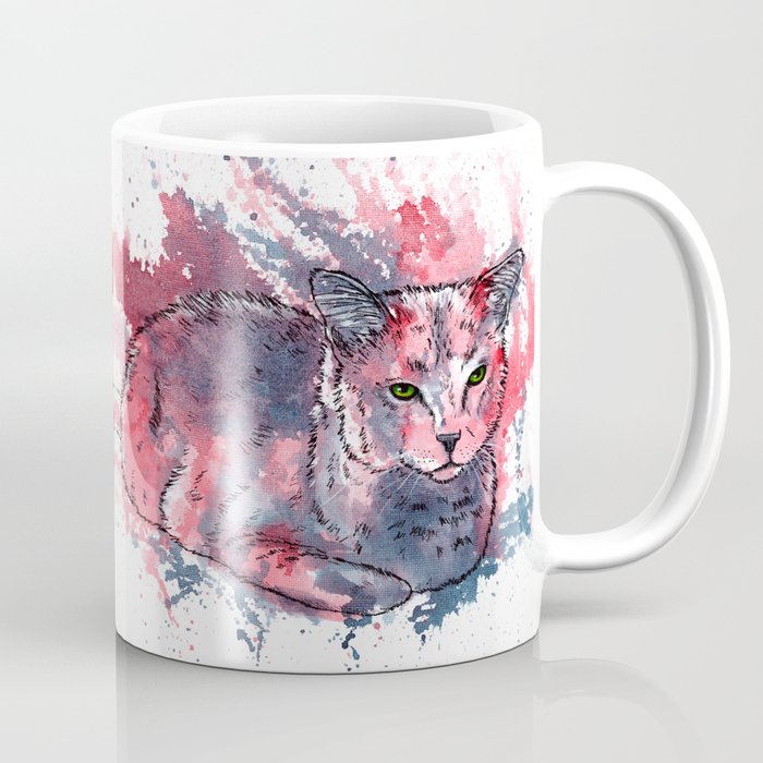 Cat Acrylic Painting Animal Abstract Portrait Coffee Mug By