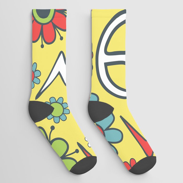 Retro Hippy Pattern #2 Socks