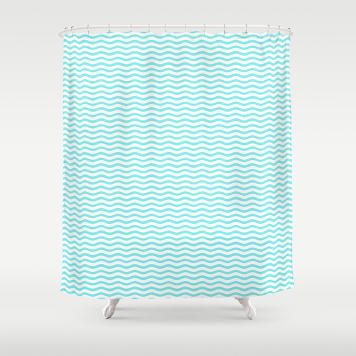 Aqua Belle And White Chevron Wave Wavy Zigzag Stripes Shower Curtain Aqua Belle And White Chevron Wave Wavy Zigzag Stripes Shower Curtain By Podartist Society6