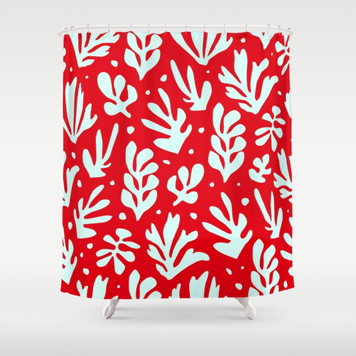 matisse pattern in red Shower Curtain