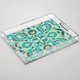 Green Floral Texture Background Acrylic Tray