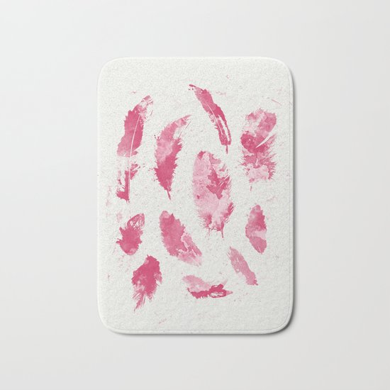 Pink Feathers Bath Mat