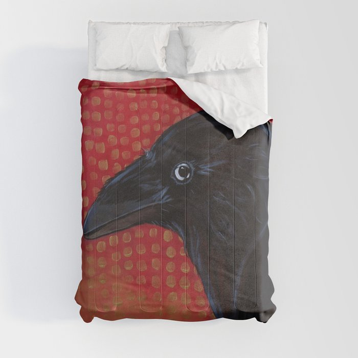 Crow In Red Comforter