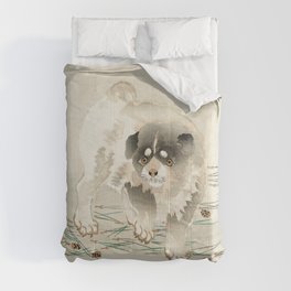 Confused dog - Vintage Japanese Woodblock Print  Comforter
