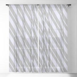 [ Thumbnail: Dark Grey and Lavender Colored Stripes/Lines Pattern Sheer Curtain ]
