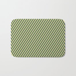 [ Thumbnail: Dark Slate Gray and Tan Colored Stripes Pattern Bath Mat ]